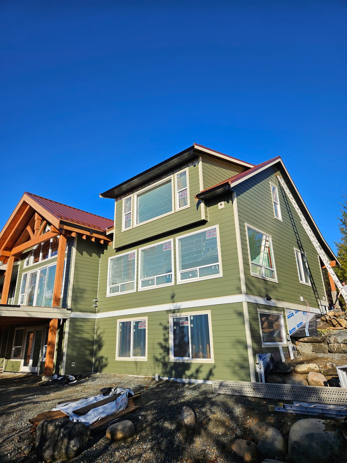 Hardie board siding detail on custom home exterior